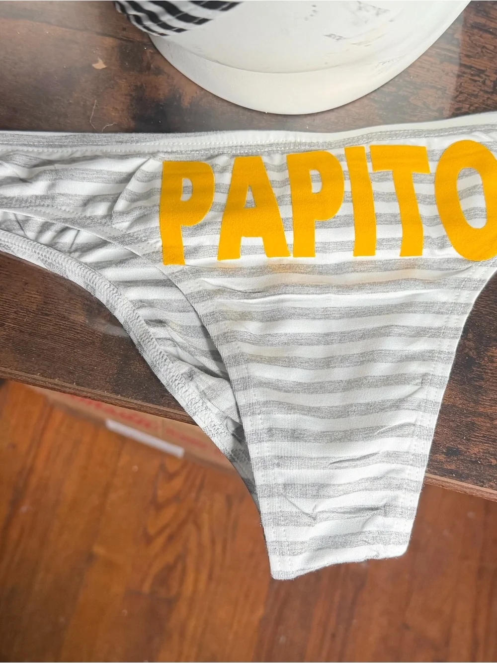 Papito men's pack of 3 Striped Bikini Bottoms - Black & White with Yellow Logo